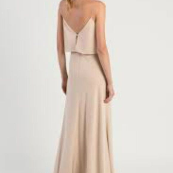 NWT JENNY YOO BRIE DRESS IN CHAI SIZE 12 UNHEMMED RETAIL $275 - Picture 2 of 12